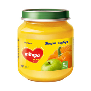 Пюре фруктове дитяче Нутриція Milupa (Мілупа) Яблуко та гарбуз з 6-ти місяців 125 г