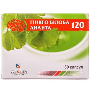 Диетическая добавка для улучшения памяти, мышления и концентрации внимания Гинкго билоба 120 Ананта капсулы 3 блистера по 10 шт