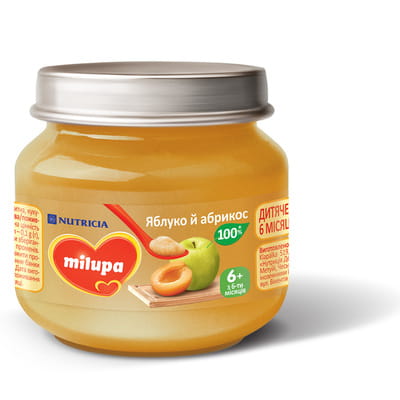 Пюре фруктовое детское Нутриция Milupa (Милупа) Яблоко и абрикос с 6-ти месяцев 100 г