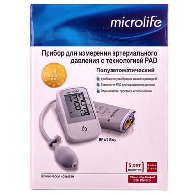 Измеритель (тонометр) артериального давления Microlife (Микролайф) модель ВР N2 Easy полуавтоматический