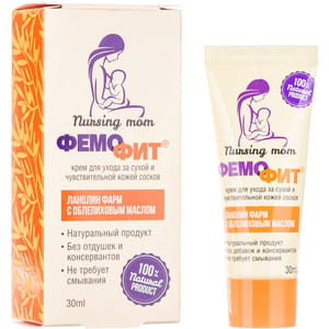 Крем для сосков Фемофит Ланолин Фарм для ухода за сухой и чувствительной кожей сосков с маслом облепихи 30 мл