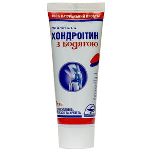 Гель для суглобів, зв'язок та хребта Хондроїтин з бодягою туба 75 мл