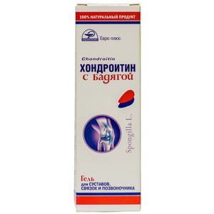 Гель для суглобів, зв'язок та хребта Хондроїтин з бодягою туба 75 мл