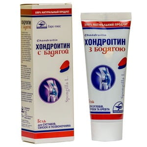 Гель для суглобів, зв'язок та хребта Хондроїтин з бодягою туба 75 мл