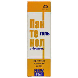 Гель для восстановления кожи Пантенол с бадягой туба 75 мл