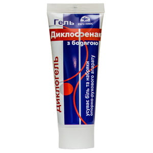 Гель для суставов против боли и отёков Диклогель диклофенак с бадягой туба 75 мл