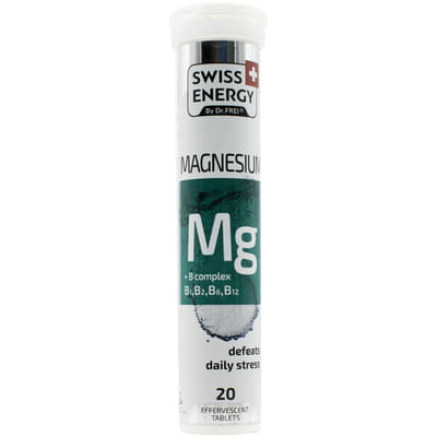 Вітаміни таблетки шипучі Swiss Energy (Свіс Енерджі) Magnesium (Магнезіум) + B комплекс туба 20 шт