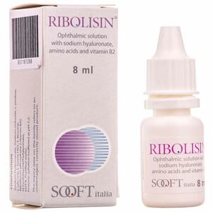 Капли глазные раствор офтальмологический Риболизин с гиалуронатом натрия, аминокислотами и витамином В2 флакон 8 мл