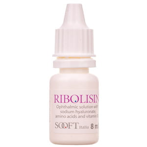 Капли глазные раствор офтальмологический Риболизин с гиалуронатом натрия, аминокислотами и витамином В2 флакон 8 мл