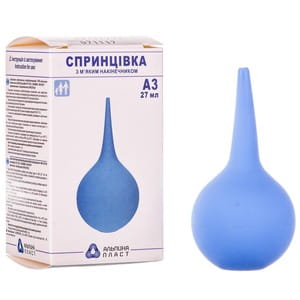 Спринцівка (клізма, груша) полівінілхлоридна тип А з м'яким наконечником №3 об'єм 27 мл