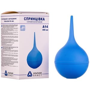 Спринцівка (клізма, груша) полівінілхлоридна тип А з м'яким наконечником №14 об'єм 490 мл