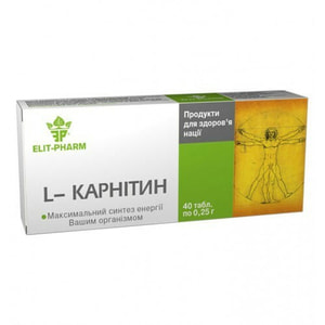 Диетическая добавка Л-Карнитин Элит-фарм таблетки 4 блистера по 10 шт