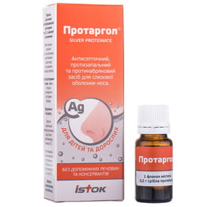 Протаргол пор. д/р-ну д/інтран. заст. 0,2г фл.+мірн. прист.  №1