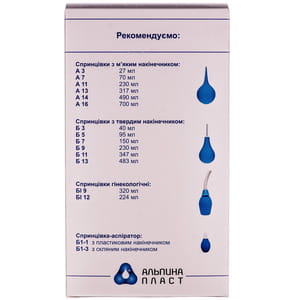 Спринцівка (клізма, груша) полівінілхлоридна тип А з м'яким наконечником №16 об'єм 700 мл