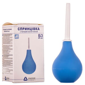 Спринцовка (клизма, груша) поливинилхлоридная тип Б с твердым наконечником №3 объем 40 мл