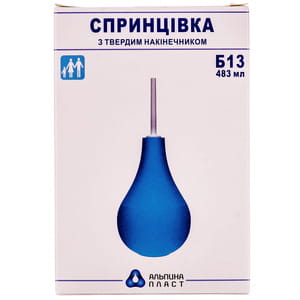 Спринцівка (клізма, груша) полівінілхлоридна тип Б з твердим наконечником №13 об'єм 483 мл