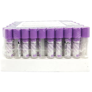 Пробирка вакуумная Vacumed 13 x 75 мм стерильная с К2 EDTA 4 мл крови с сиреневой крышкой артикул 42012 100 шт