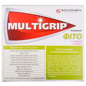 Мультигрип Фіто з ехінацеєю + вітамін С з цинком порошок для орального розчину в саше 8 шт