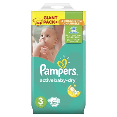 Подгузники для детей PAMPERS Active Baby (Памперс Актив Бэби) 3 от 5 до 9 кг 124 шт NEW