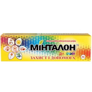 Бальзам для відновлення шкіри Мінталон дитячий захист та допомога при опіках, ранах та укусах комарів туба 30 г