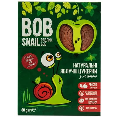 Цукерки дитячі натуральні Bob Snail (Боб Снеіл) Равлик Боб яблучні з м'ятою 60г