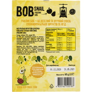 Цукерки дитячі натуральні Bob Snail (Боб Снеіл) Равлик Боб яблучно-грушеві 60 г