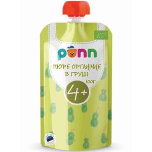 Пюре фруктовое детское PONN (Понн) органическое с груши с 4-х месяцев 100 г