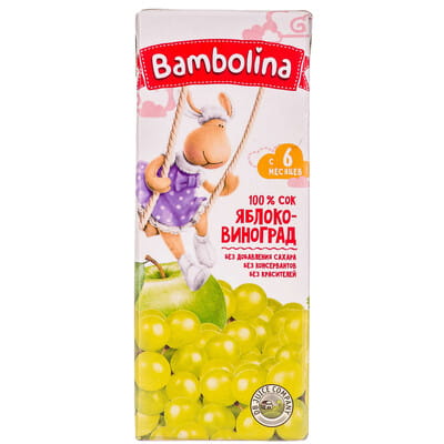 Сік дитячий BAMBOLINA (Бамболіна) яблучно-виноградний з 6-ти місяців 200 мл