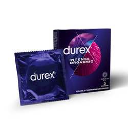 Презервативи латексні з силіконовою змазкою DUREX (Дюрекс) Intense Orgasmic (Інтенс Оргазм) рельєфні з стимулюючим гелем-змазкою 3 шт