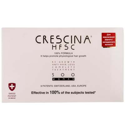 Засіб для відновлення росту волосся CRESCINA (Кресцина) HFSC 500 Повний курс при випадінні волосся для жінок в флаконах по 3,5 мл 20 шт