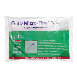 Шприц 1 мл інсуліновий з інтегрованою (нез'ємною) голкою U-40 ВD Mikro-Fine Plus (Мікро Файн Плюс) 30G (0,30 x 8,0 мм) 1 шт