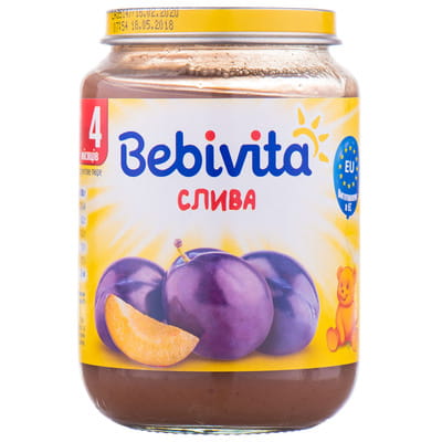 Пюре фруктовое детское BEBIVITA (Бебивита) Слива с 4 месяцев 190г