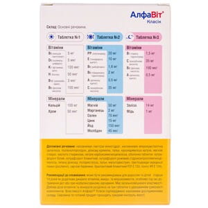 Вітаміни і мінерали Алфавіт Класік для дорослих та дітей старше 14 років з вітаміном С, вітаміном Д3 і цинком таблетки 60 шт