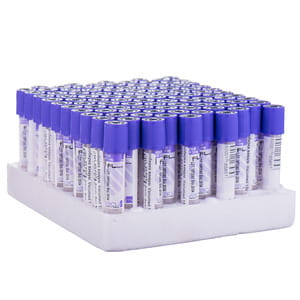 Пробирка вакуумная Vacumed 13 x 75 мм стерильная с К3 EDTA 4 мл крови с фиолетовой крышкой артикул 42112 100 шт