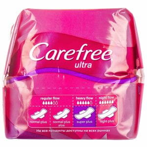 Прокладки гигиенические CAREFREE (Кефри) Ultra super plus (Ультра супер плюс) для критических дней 10 шт