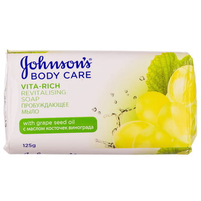 Мыло твердое JOHNSON'S Body Care (Джонсон) Vita Rich пробуждающее с маслом виноградных косточек 125 г