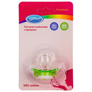 Пустышка LINDO (Линдо) артикул А 32/12+ силиконовая с прикусом серии Premium от 12-ти месяцев 1 шт