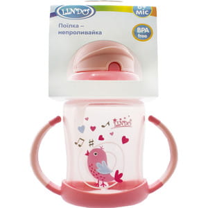 Поилка-непроливайка детская LINDO (Линдо) артикул А 40 с силиконовой соломинкой и ручками серии Premium 210 мл - 240 мл