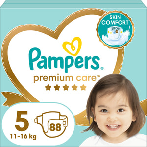 Подгузники для детей PAMPERS Premium Care (Памперс Премиум) Junior (Юниор) 5 от 11 до 16 кг мега серия упаковка 88 шт