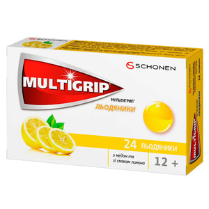 Дієтична добавка Мультигрип льодяники з медом та зі смаком лимона 2 блістера по 12 шт