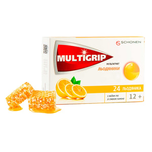 Дієтична добавка Мультигрип льодяники з медом та зі смаком лимона 2 блістера по 12 шт