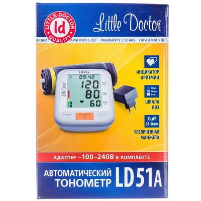 Вимірювач (тонометр) артеріального тиску цифровий LITTLE DOCTOR (Літл Доктор) модель LD-51А автоматичний + адаптер