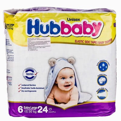 Подгузники для детей HUBBABY (Хуббеби) Extra Large (Экстра лардж) 6 с весом от 15 до 30 кг 24 шт