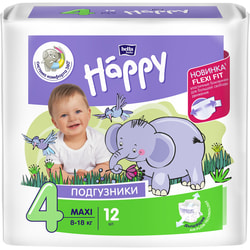 Подгузники для детей BELLA (Белла) Happy Baby Maxi 4 (Хеппи Беби макси) от 8 до 18 кг упаковка 12 шт