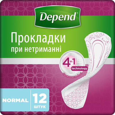 Прокладки урологические для взрослых DEPEND (Депенд) при недержании мочи Normal Pad 12 шт