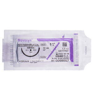 Шовный материал хирургический Novosyn (Новосин) (викрил) размер USP1 (4) длина 70 см, игла колющая 40 мм,1/2 круга, HR40S, фиолетовый, арт. С0068057