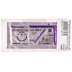 Шовный материал хирургический Novosyn (Новосин) (викрил) размер USP3/0 (2) длина 70 см,игла колющая 26 мм,1/2 круга, цвет фиолетовый артикул HR26 1 шт