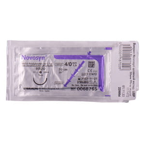 Шовный материал хирургический Novosyn (Новосин) (викрил) размер USP4/0 (1,5) длина 70 см,игла колющая 20 мм,1/2 круга,цвет фиолетовый артикул HR20 1 ш