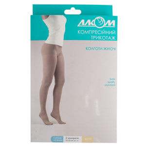 Колготки жіночі лікувальні Торговий Дім Алком модель 7012 ІІ компресії колір бежевий розмір 3