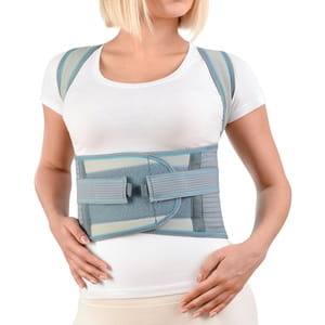 Корсет для коррекции осанки (корректор осанки, реклинатор, бандаж) Торговый Дом Алком модель 1020 жесткий с 2 ребрами жесткости цвет серый размер 3